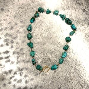 Vintage turquoise and yellow gold necklace